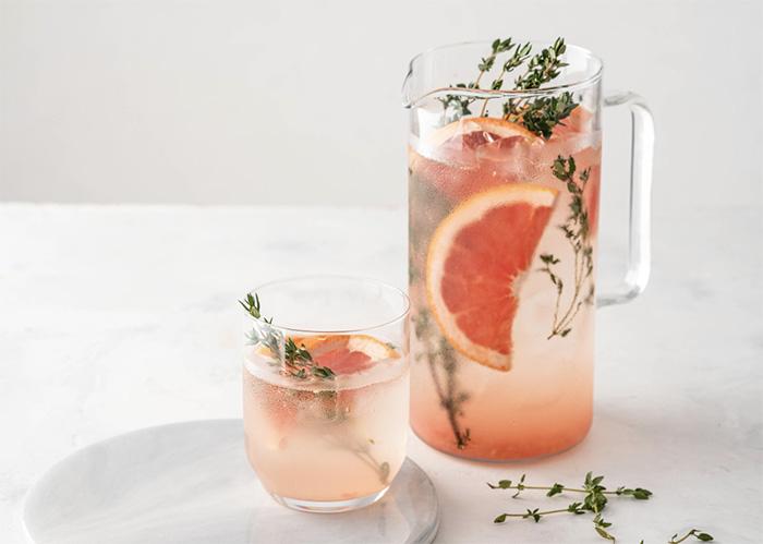 Grapefruit tequila cocktail with natural cherry flavor